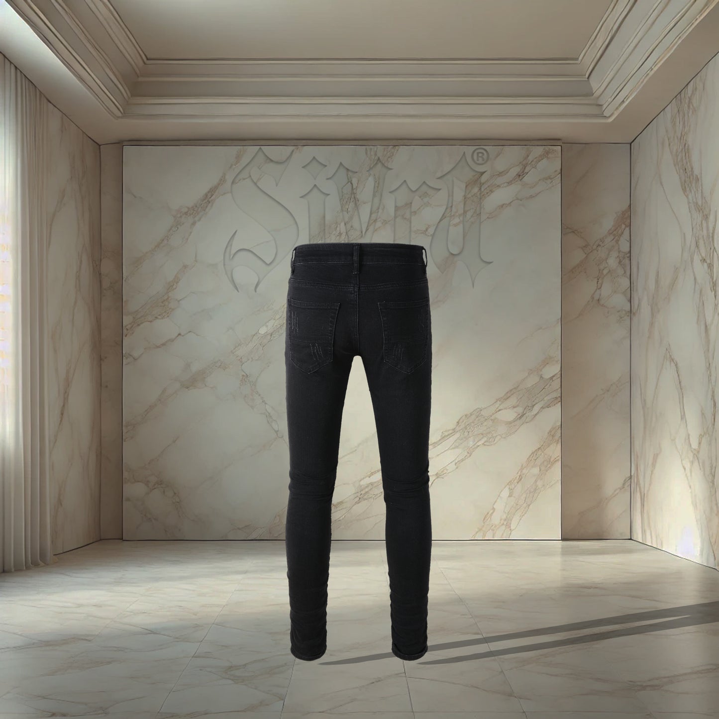 Black Green Patch Denim