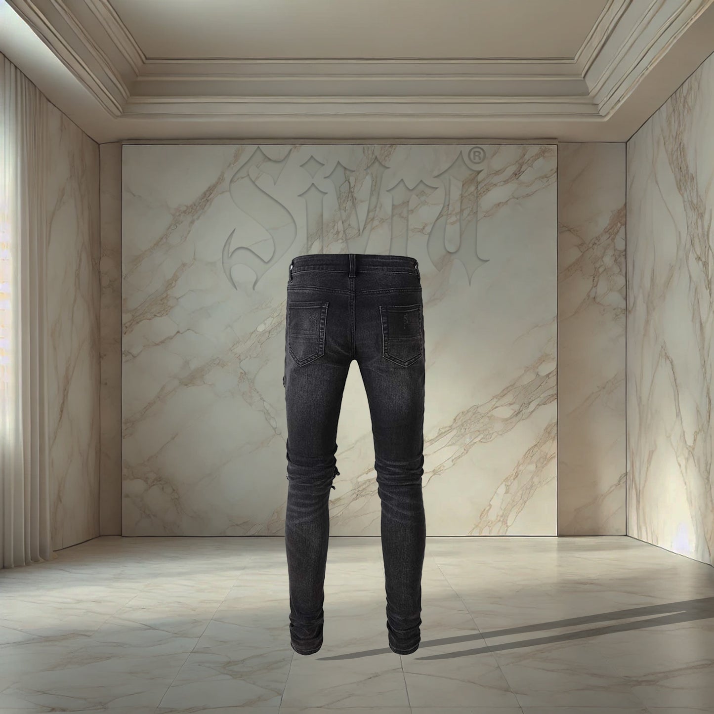 Black Pink Patch Denim
