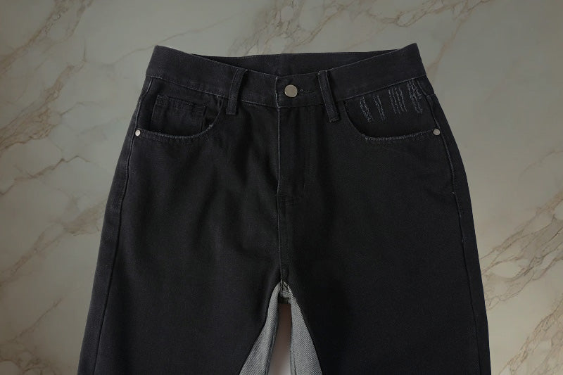 Black And Gray Flared Denim