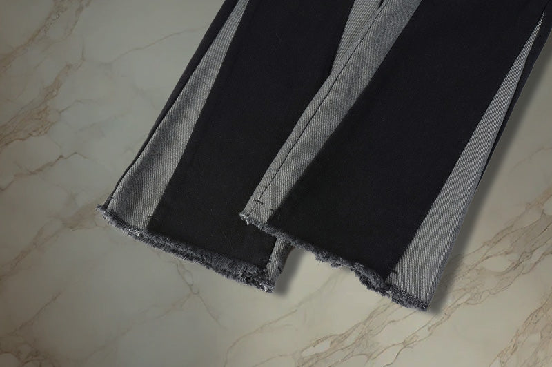 Black And Gray Flared Denim