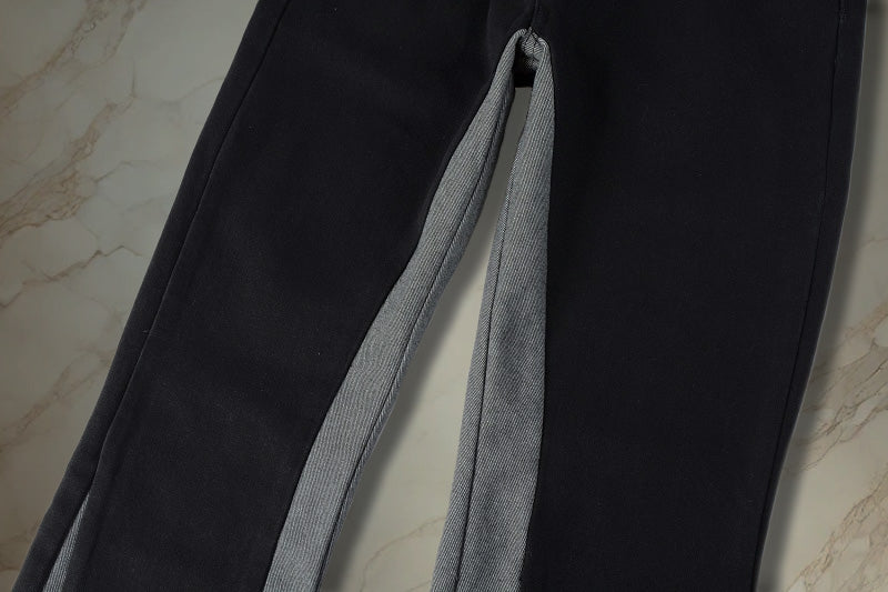 Black And Gray Flared Denim