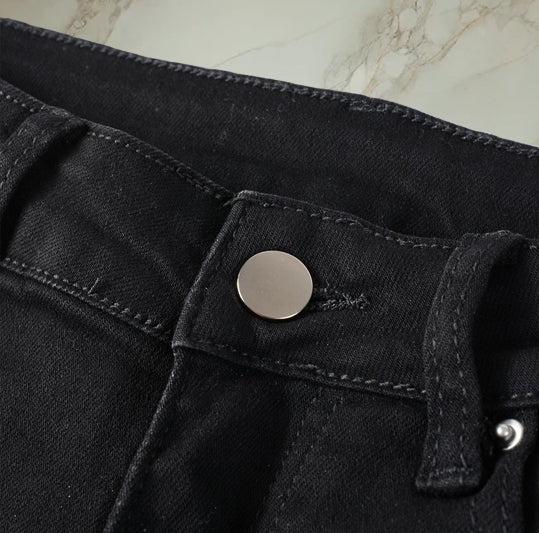 Black Silver Patch Denim