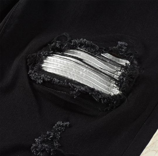 Black Silver Patch Denim