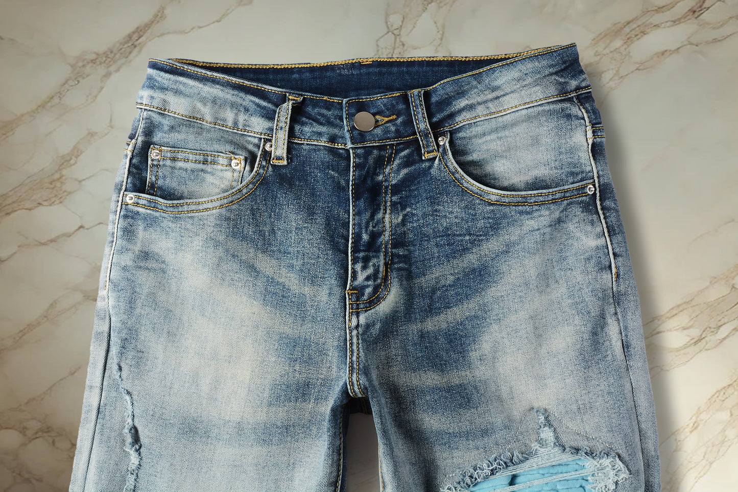 Turquoise Patch Denim