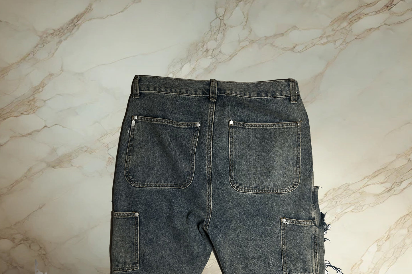 Blue Painted Flared Denim