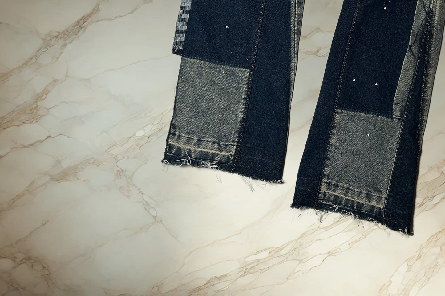 Blue Painted Flared Denim