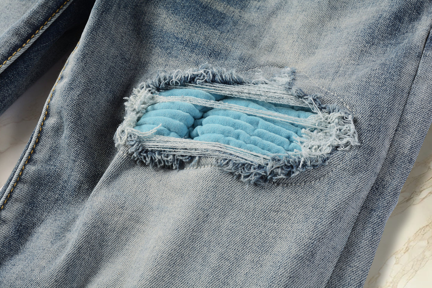Turquoise Patch Denim