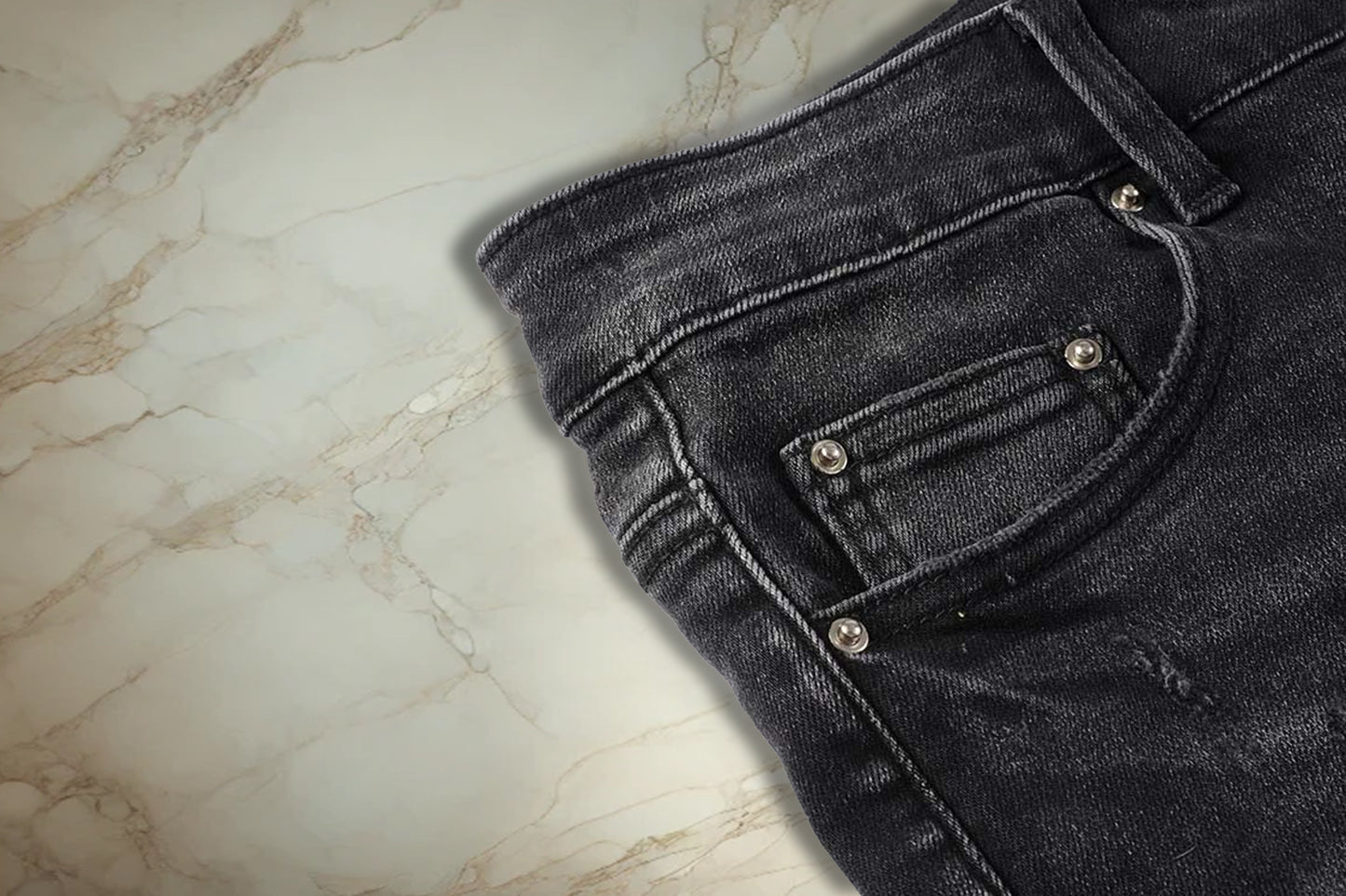 Black Pink Patch Denim