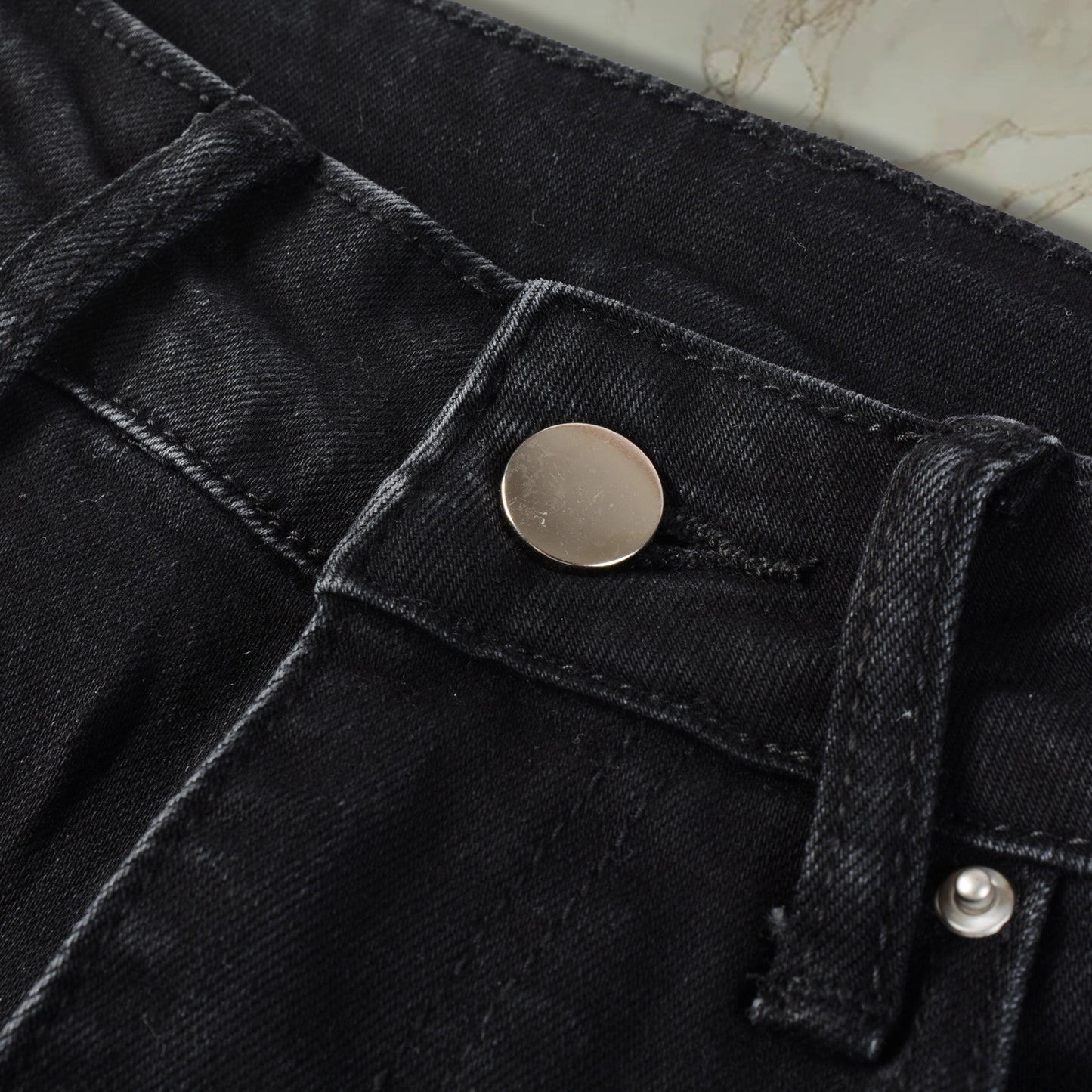 Black Green Patch Denim
