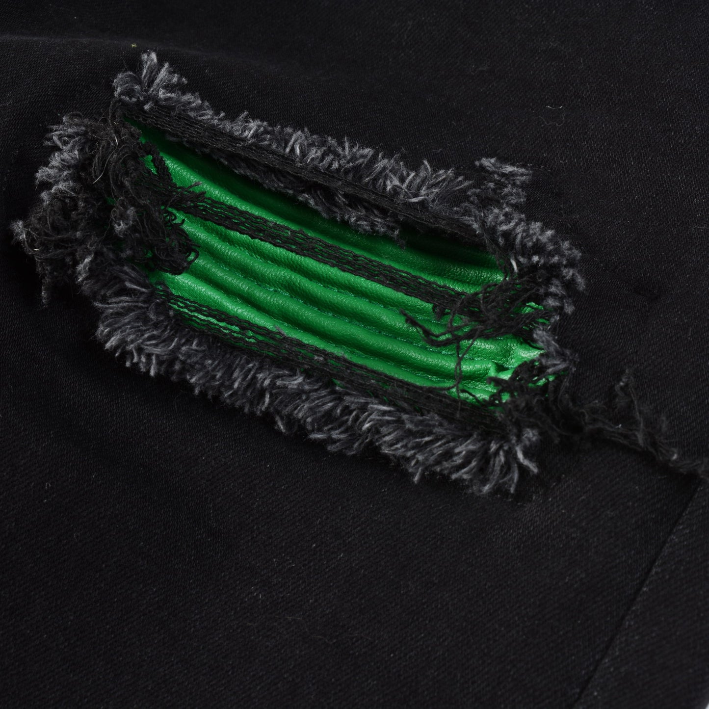 Black Green Patch Denim