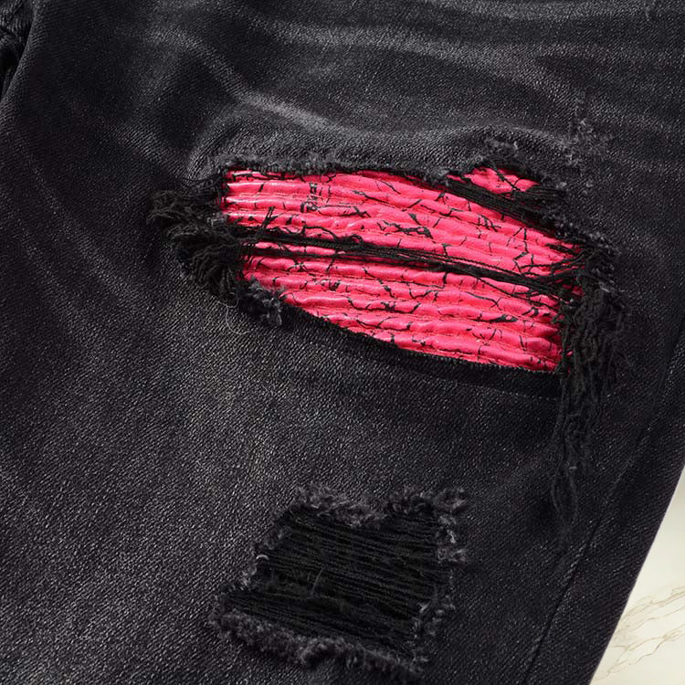 Black Pink Patch Denim