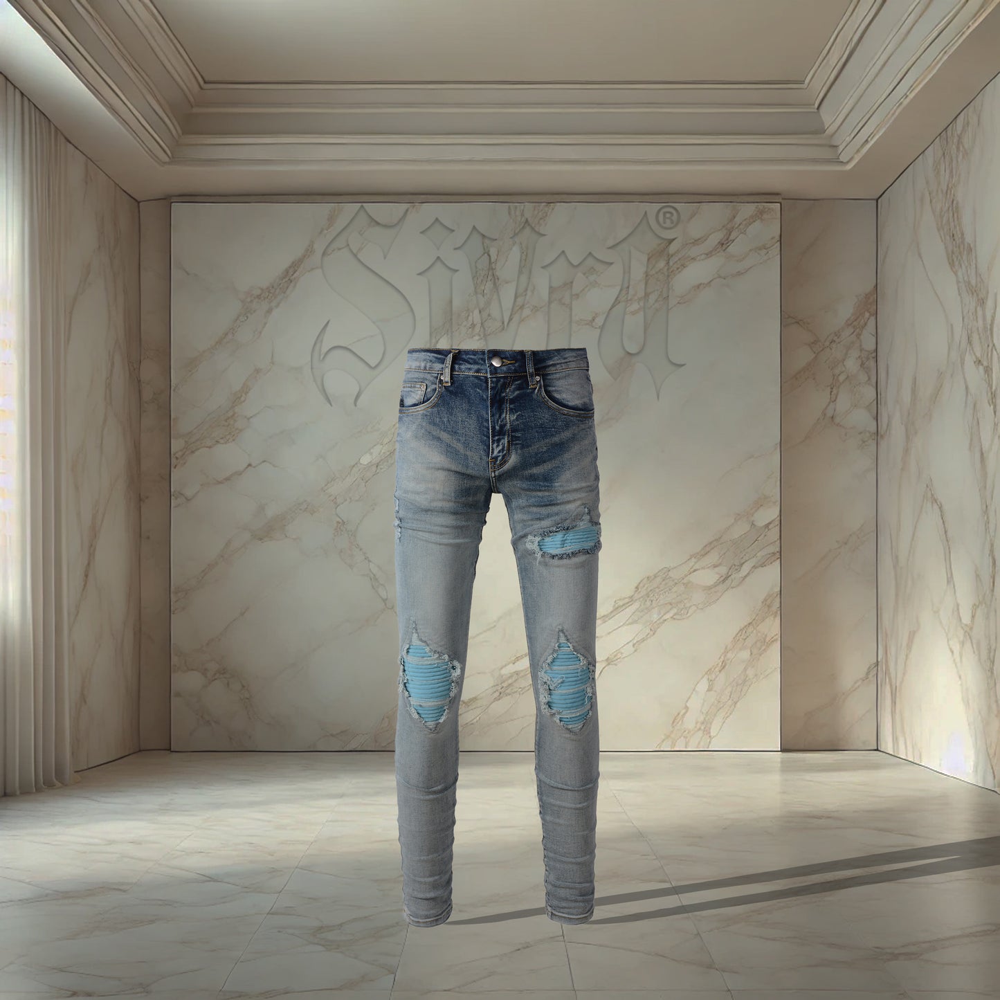 Turquoise Patch Denim
