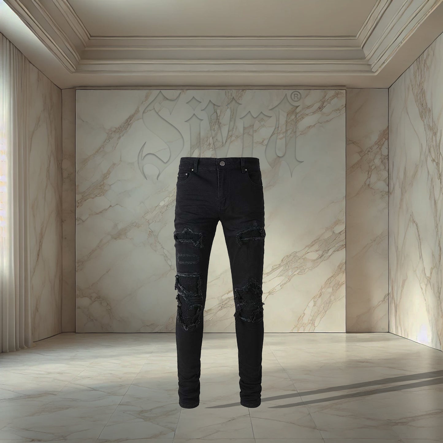 Black Distressed Denim