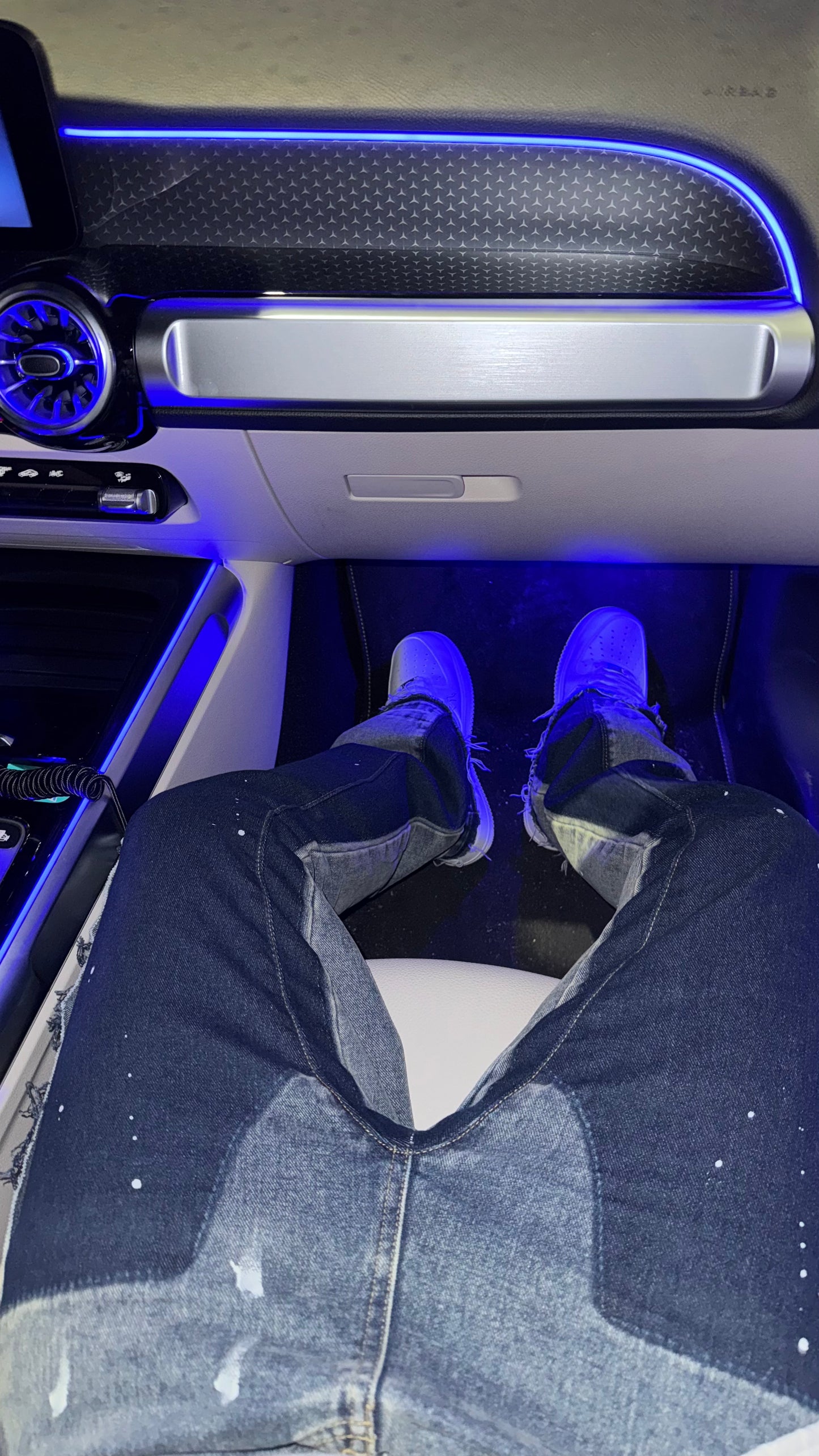 Blue Painted Flared Denim