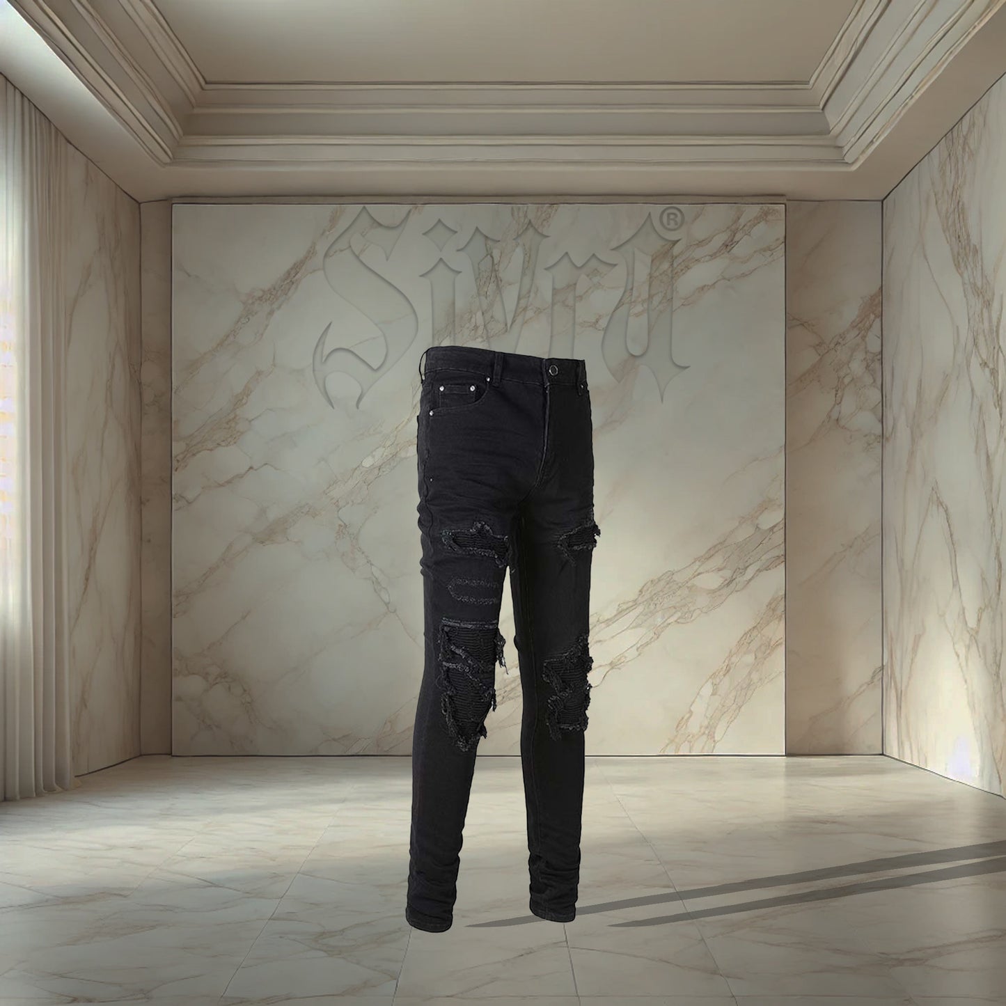 Black Distressed Denim