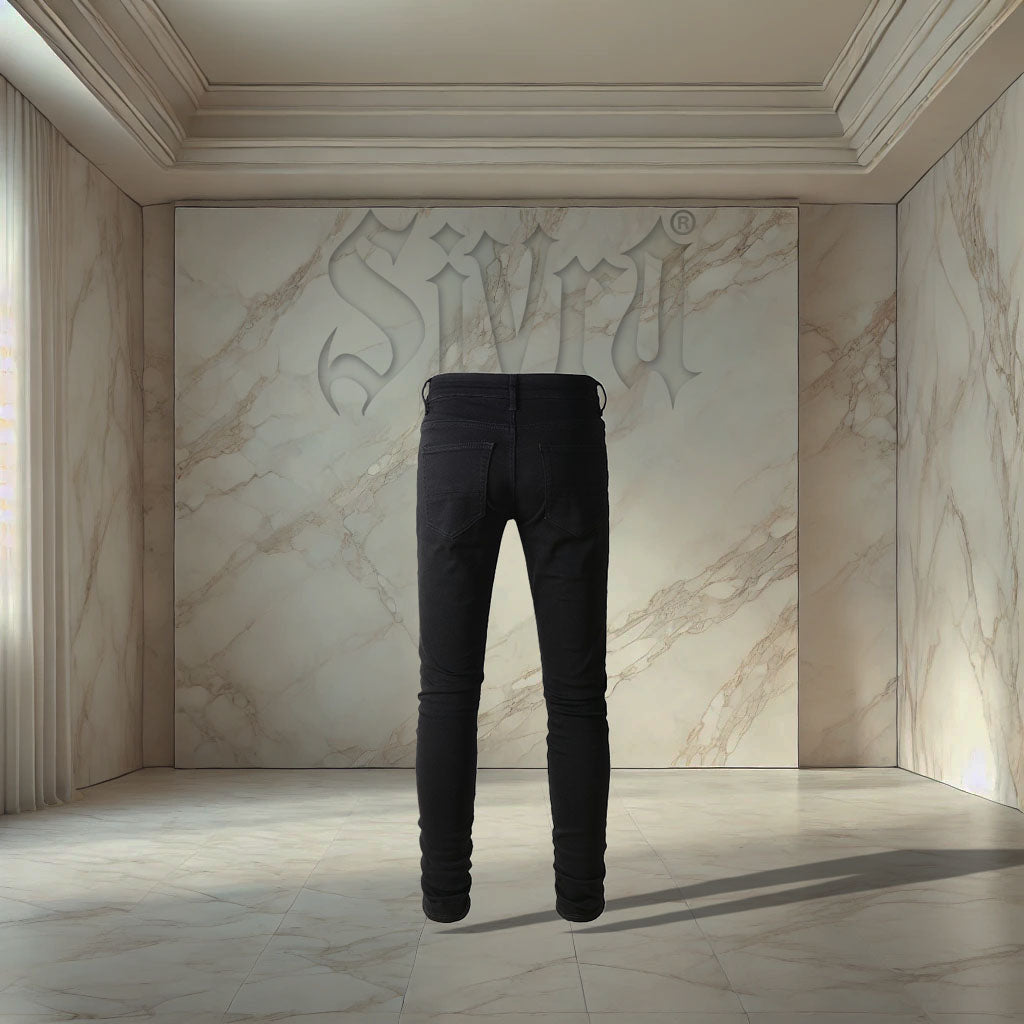 Black Silver Patch Denim