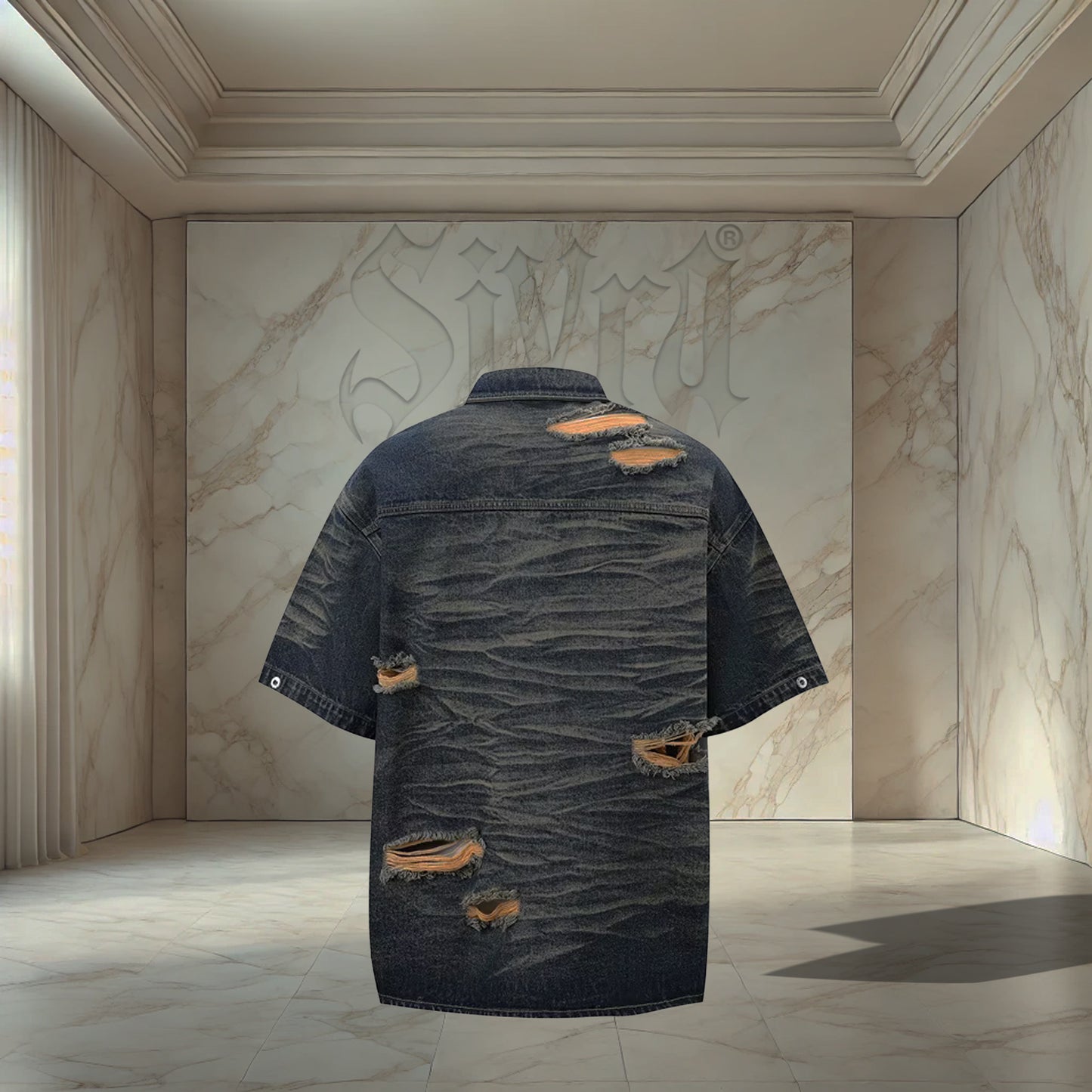 Rust Blue Distressed Shirt