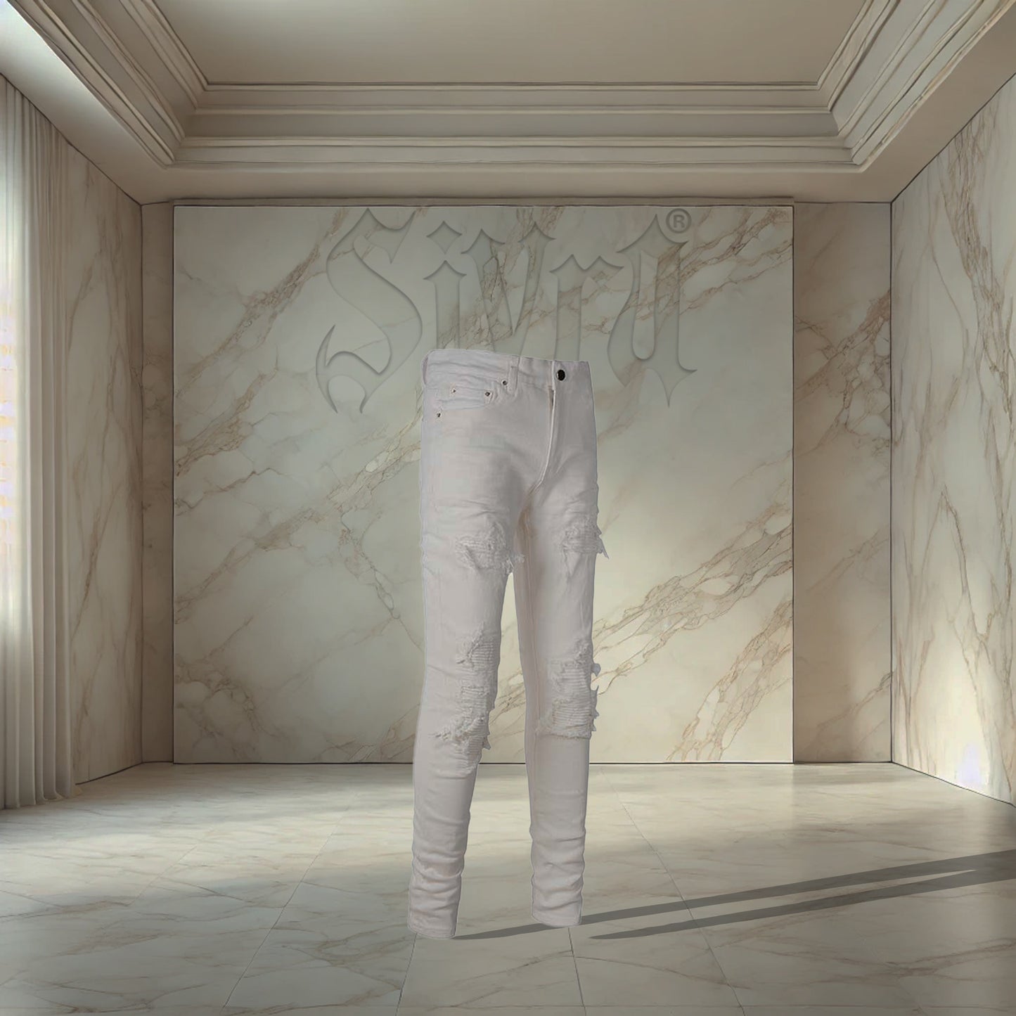White Distressed Denim
