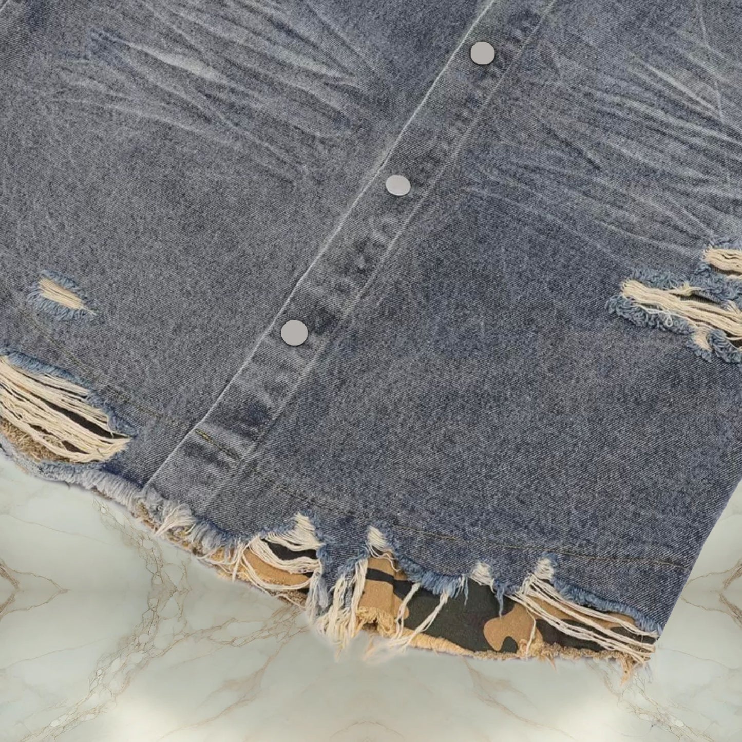 Blue Camo Distressed Shirt