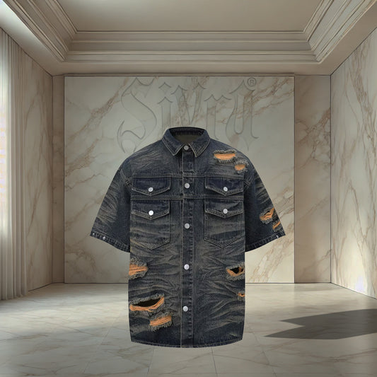 Rust Blue Distressed Shirt