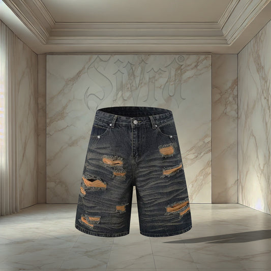 Rust Blue Distressed Jorts