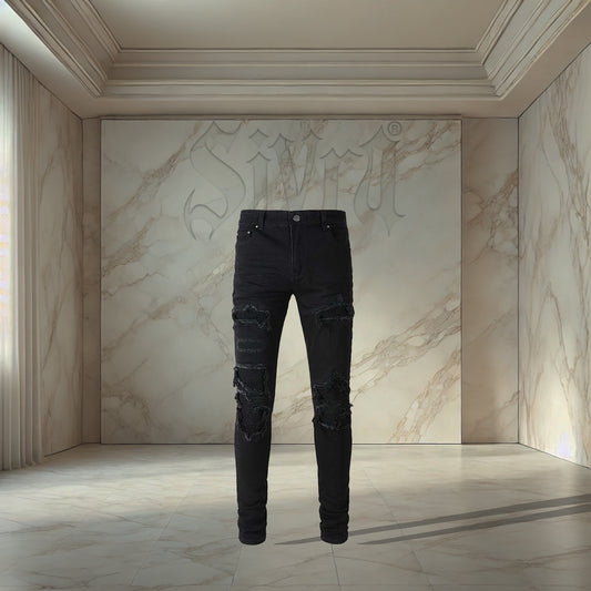 Black Distressed Denim