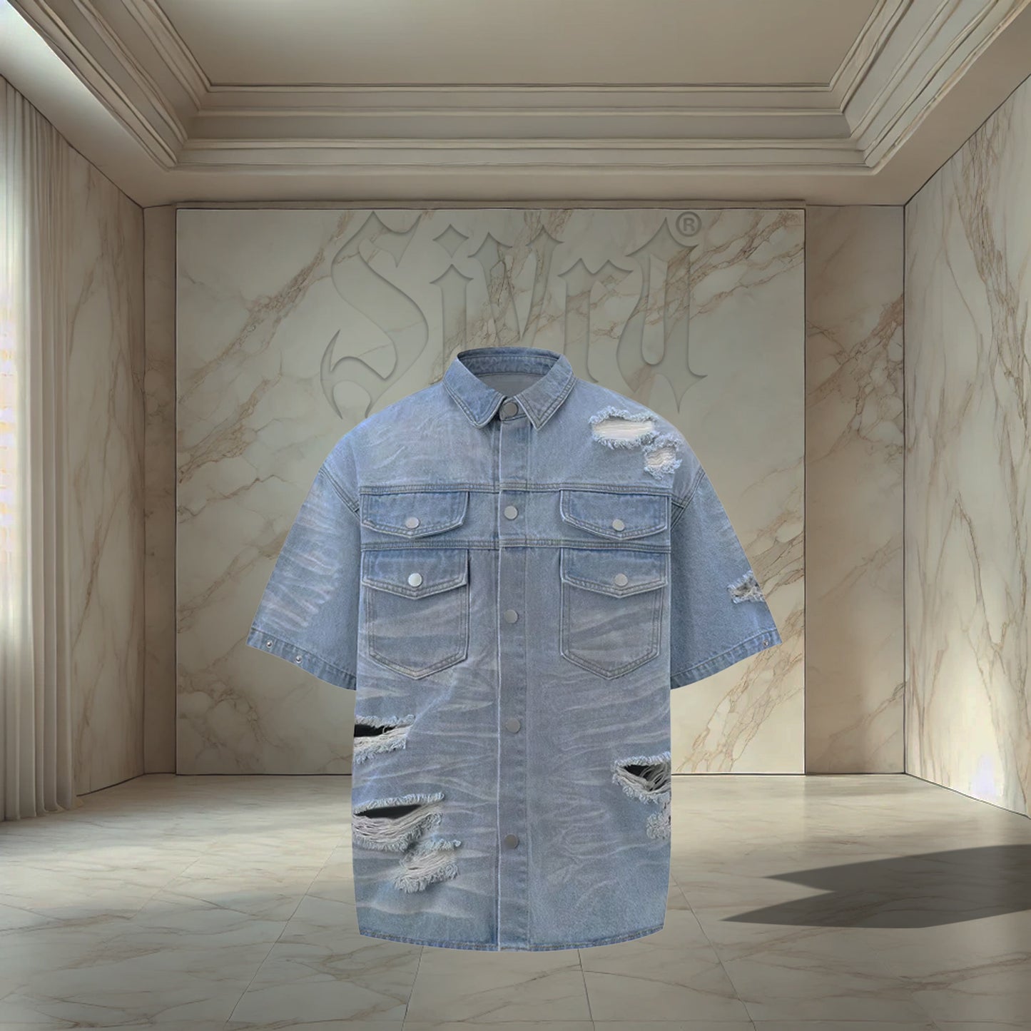 Blue Distressed Shirt
