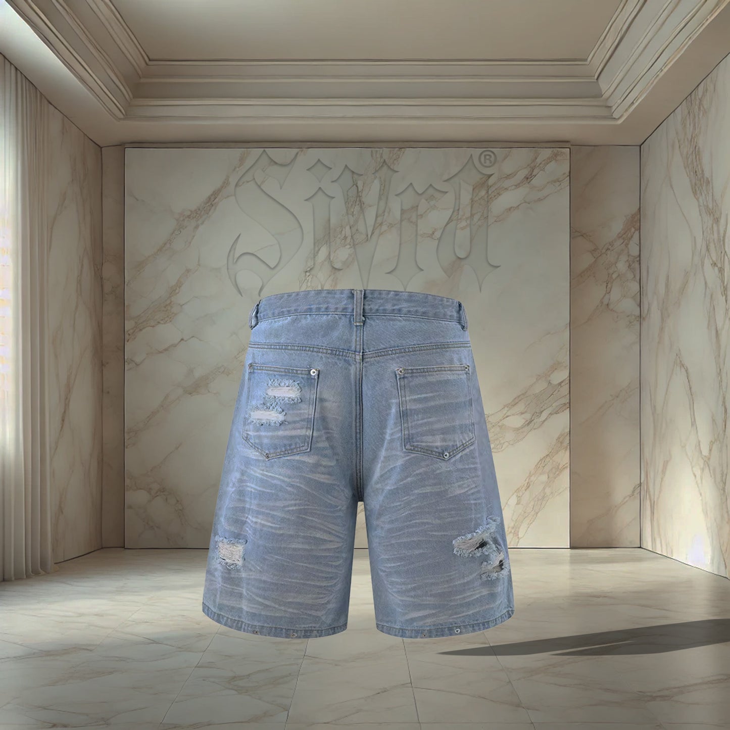 Blue Distressed Jorts