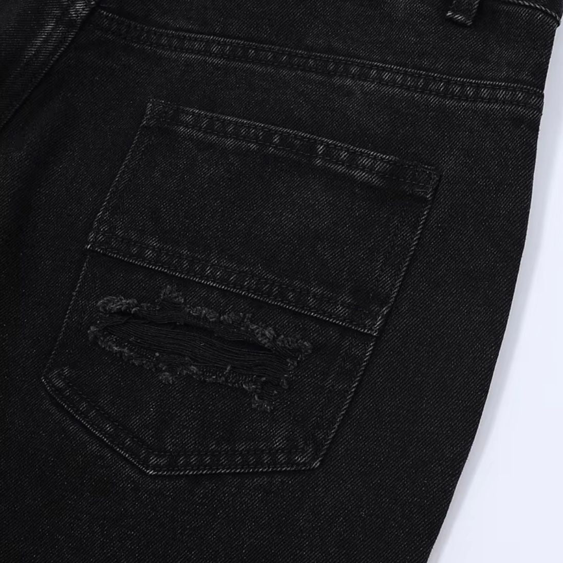 Black Camo Distressed Jorts